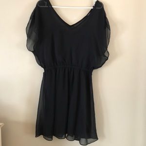 EXPRESS Black Cami dress w/ sheer dolman overlay L